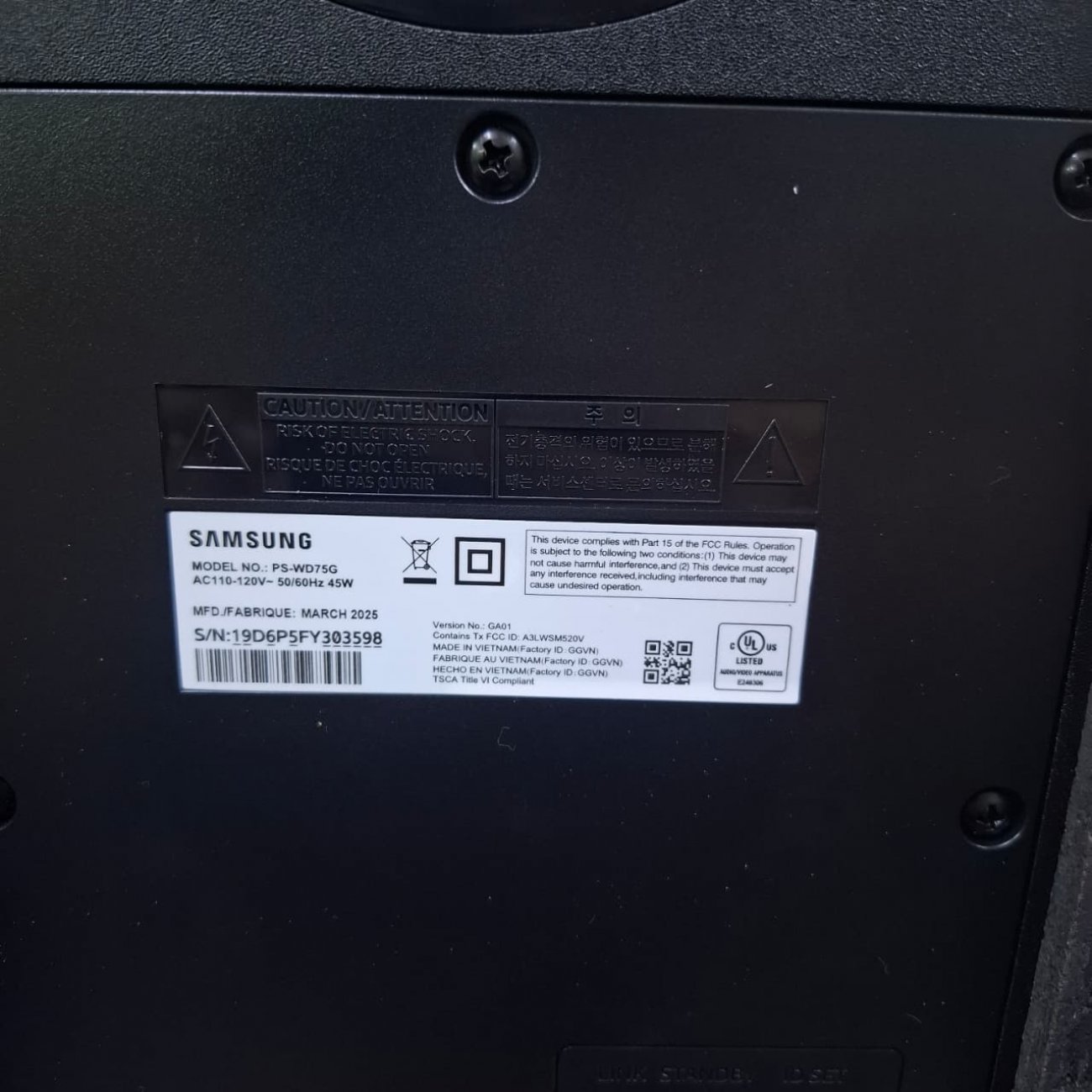 SAMSUNG MODELO HW-B73CD
